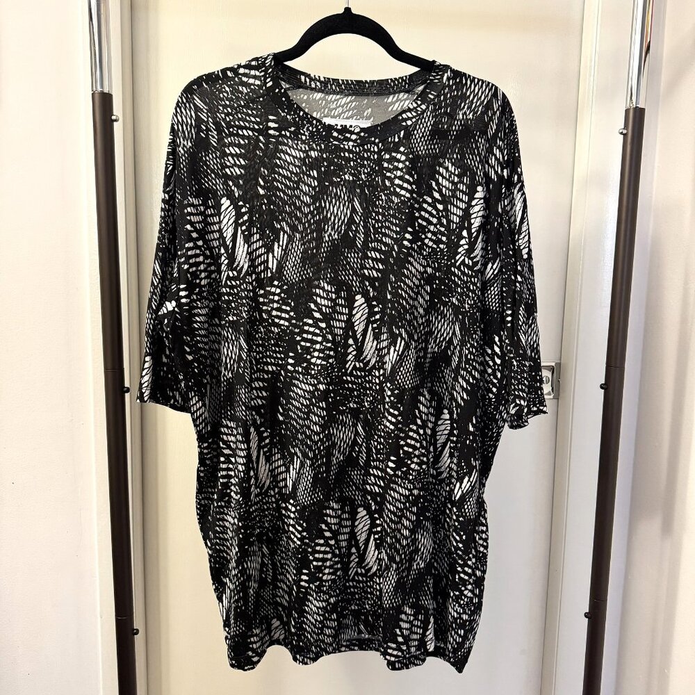 MM6 MAISON MARTIN MARGIELA Black and White Tunic Top (or Mini Dress) - size XL